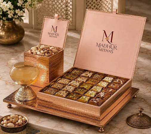 Wedding gifting trunk with sweets and dry fruits